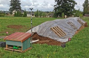 Pile formed and cooking. Blower located in the "doghouse"